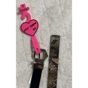 Betsey Johnson Reversible Belt Black Faux Snake Skin Print Women's Sz Small NWT